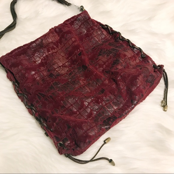 Unique red-purple pink python faux fur bag - Picture 3 of 7
