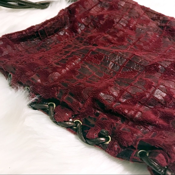 Unique red-purple pink python faux fur bag - Picture 6 of 7