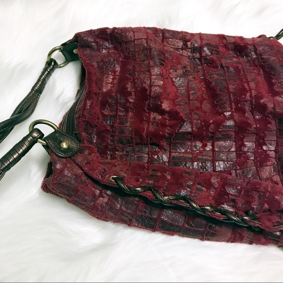 Unique red-purple pink python faux fur bag - Picture 7 of 7