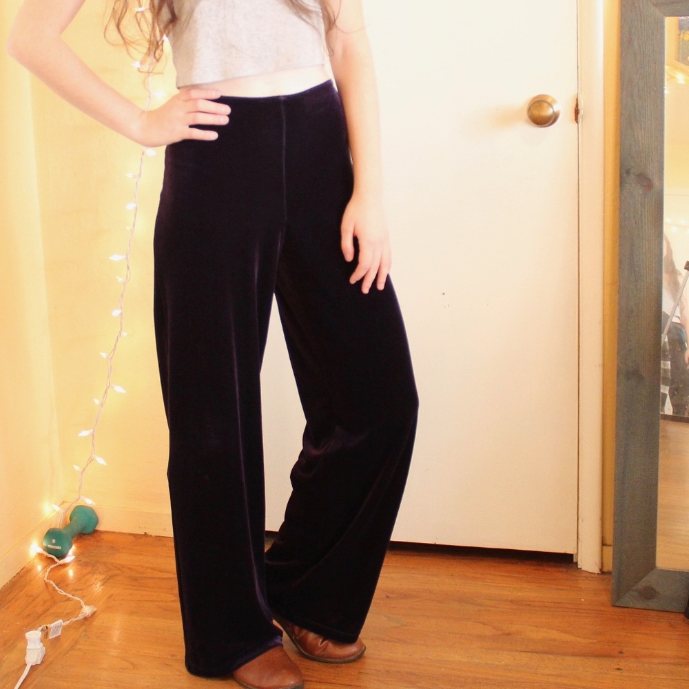 Purple High Waisted Velvet Style Pants