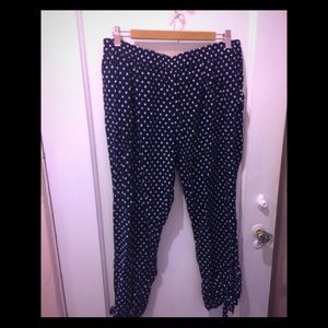 Anthropologie Navy and White patterned capris Sz L Anthropologie Navy and White patterned capris Sz L