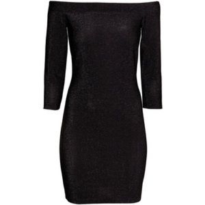 H&M off shoulder black shimmer dress