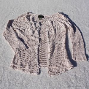 Eddie Bauer Crocheted  Cream Cardigan