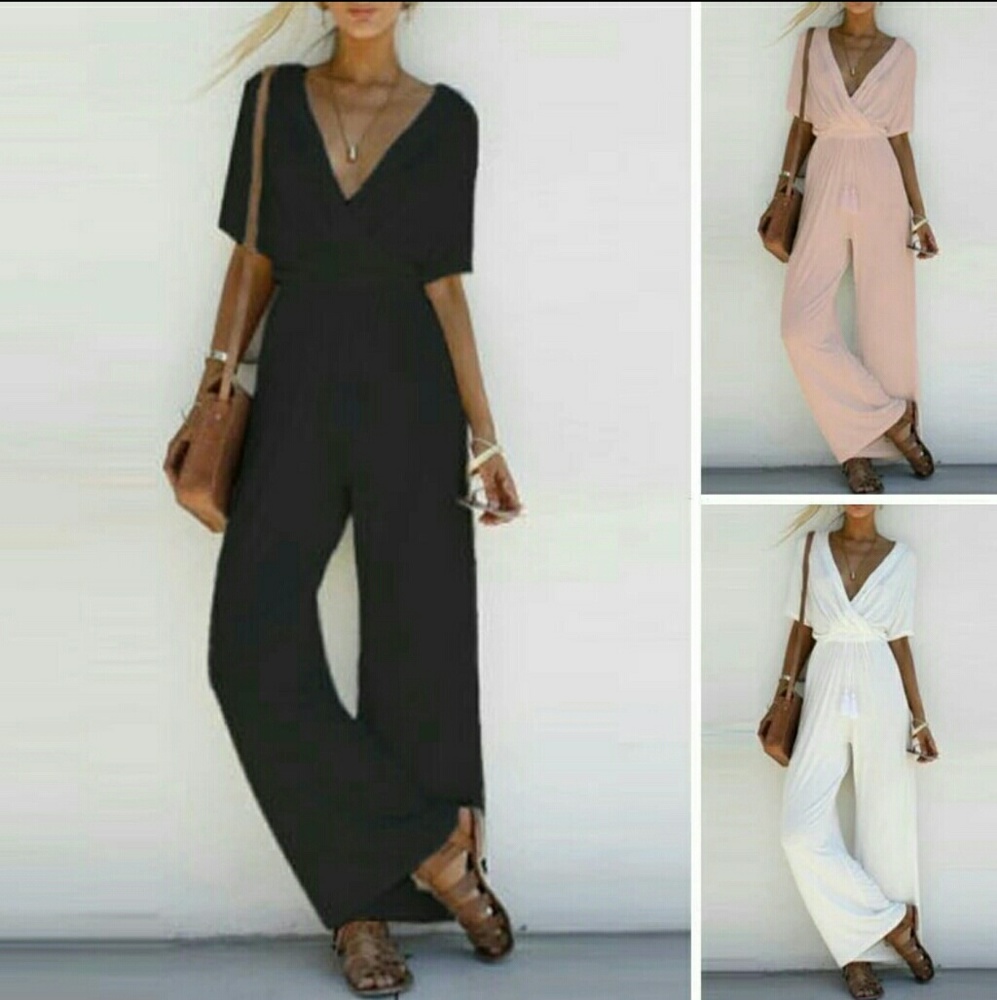 Wide leg chiffon jumpsuit playsuit