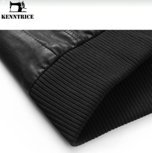 Mens Black Faux Leather Removable Hooded Jacket - Picture 6 of 6