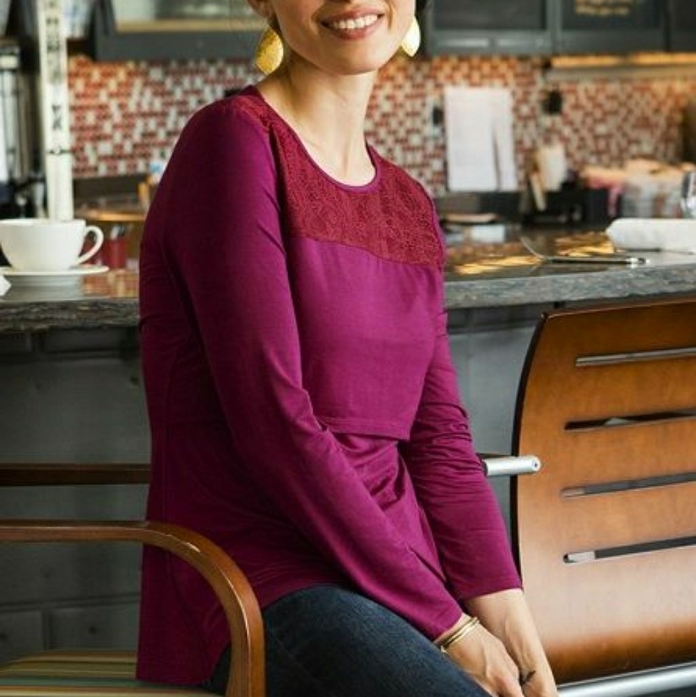 Milk Nursingwear Beautiful Plum Lace Shirt