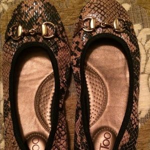 ME TOO SNAKESKIN FLATS