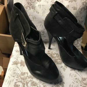 Women’s black ankle strap heels