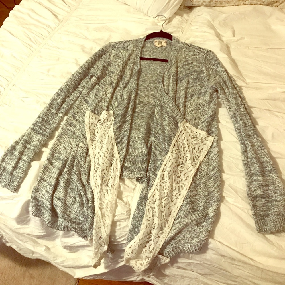Hippie Rose Blue with while lace Cardigan