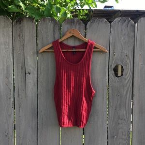 Red Ribbed Racerback Crop.