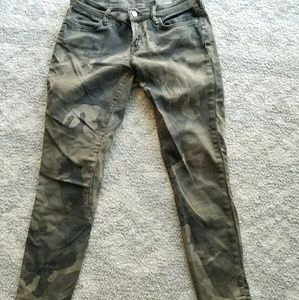 All Saints Dark Green Camo Cropped Brodie Jeans