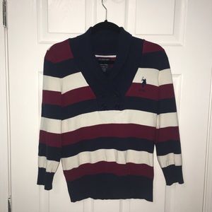 U.S. POLO ASSN. Striped Cowl Neck Long Sleeve Top