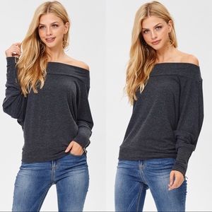 Heather Grey Off Shoulder Dolman