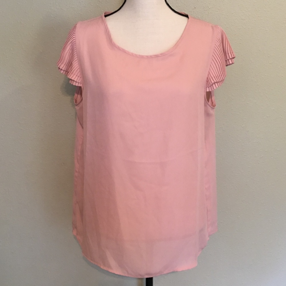 NWT Carmen Mini Pleated Short Sleeve Blouse Size L