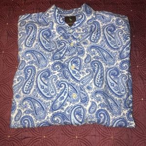 Tailorbyrd L Blue and White Paisley Long Sleeve
