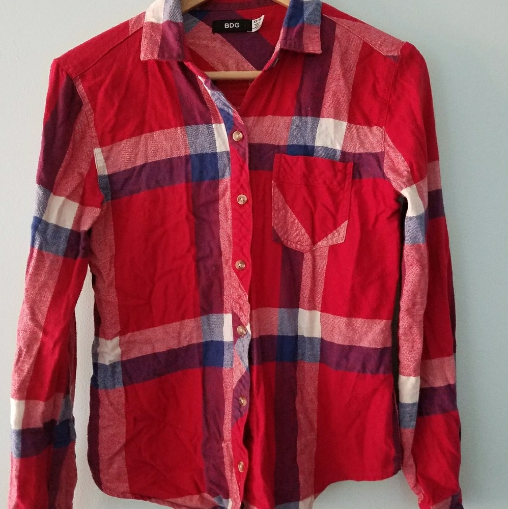 BDG Red Vibrant XS Flannel
