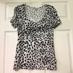 Guess Shirt-Black & White Leopard Print