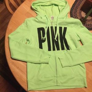 Neon green PINK HOODIE. Size medium.  EUC