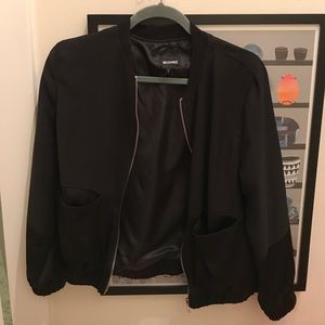 Black satin bomber by misguided fits size small