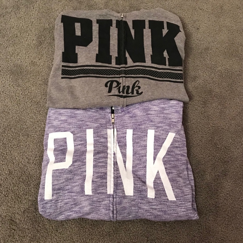 2 Victoria’s Secret PINK zip up hoodies Large