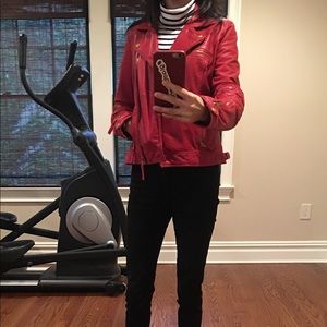 Zara red leather jacket