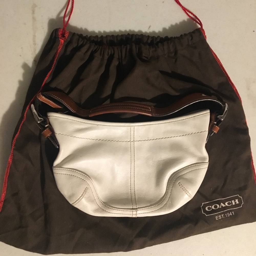 Small white leather coach bag
