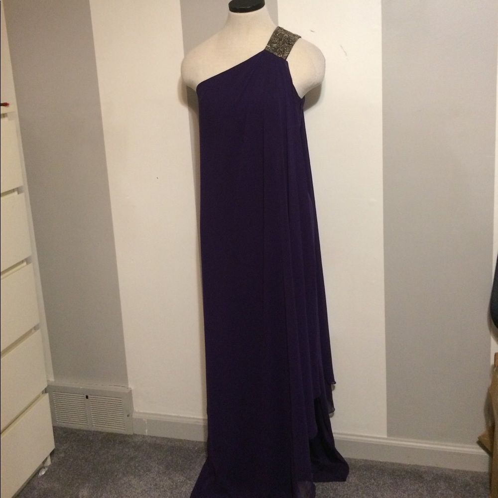 Formal dress by Calvin Klein with sheer layer