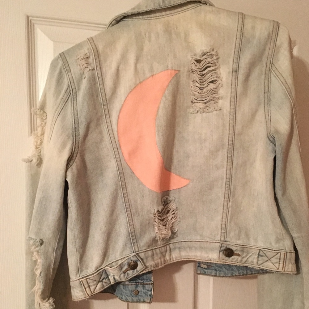 Custom Distressed/Painted Guess Jean Jacket