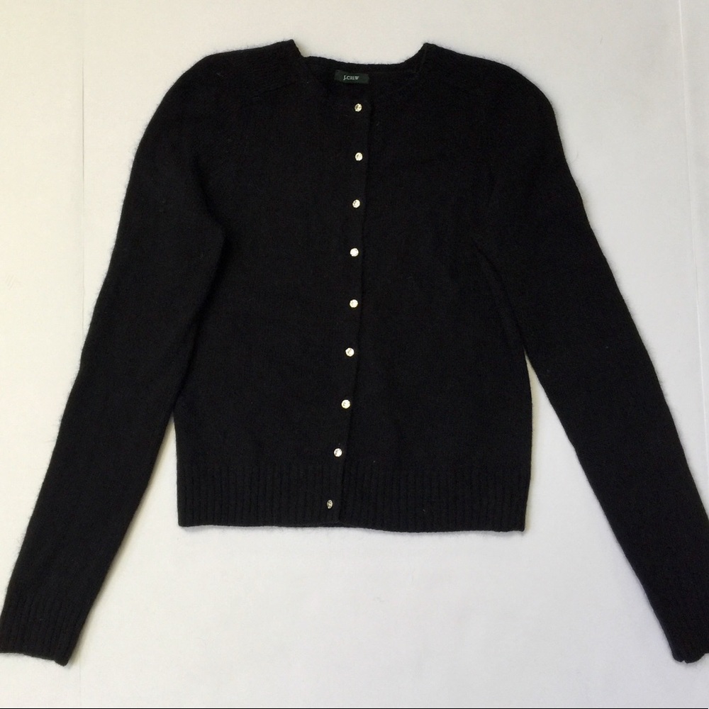 J.CREW Black Wool Sweater With Bling Buttons