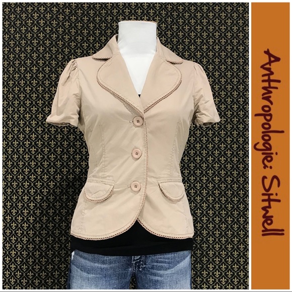 Anthropologie Jackets & Blazers - Anthro Lace Trim Cotton Jacket by Sitwell