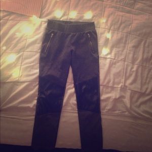 Leather patched pants