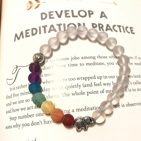 NEW 7 Chakra Elephant Yoga Mala Beads Bracelet - Picture 3 of 5