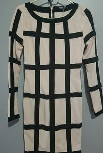 beige and black fashionnova dress never worn