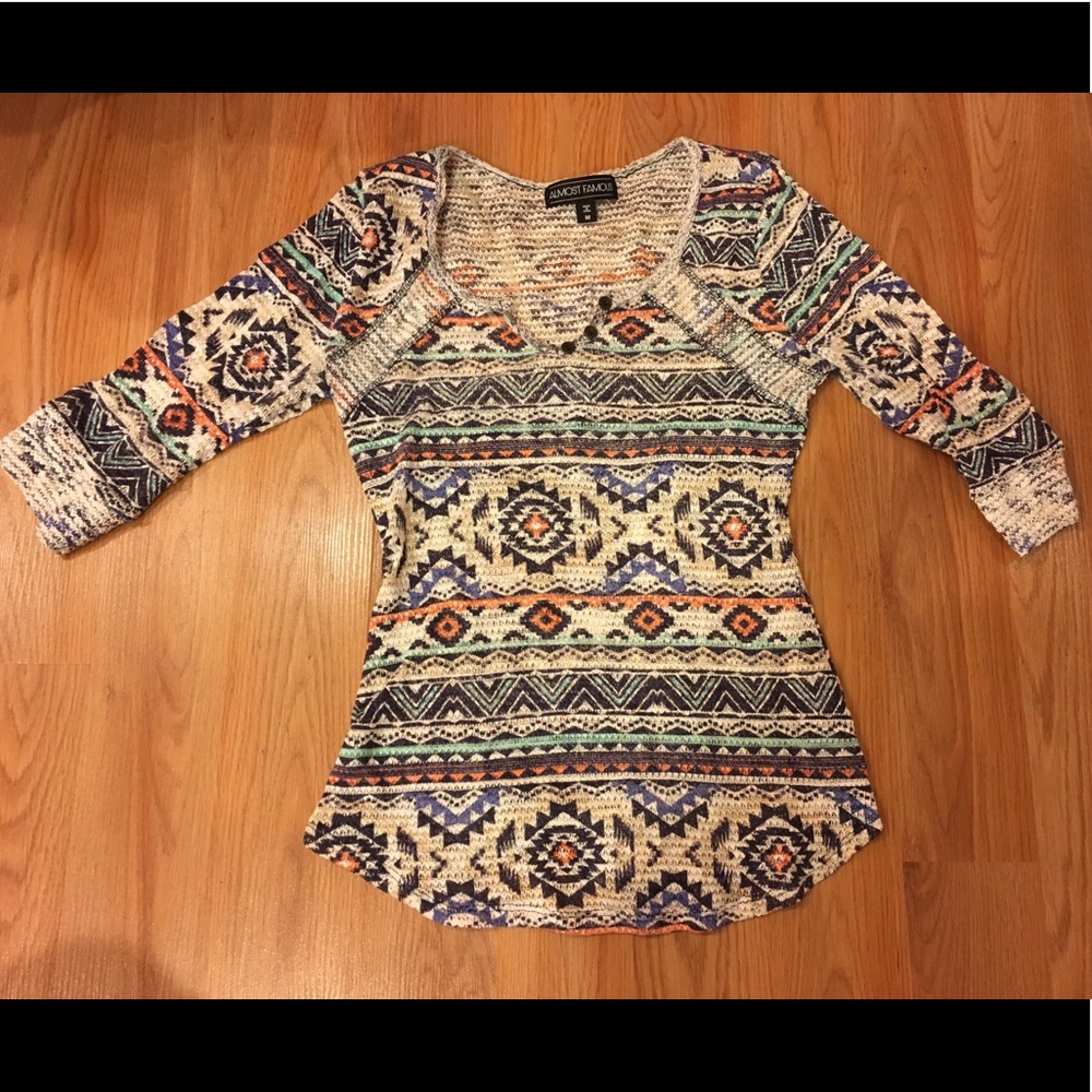 Almost Famous Aztec V-Neck