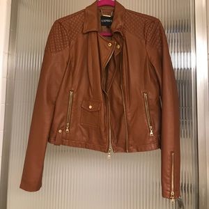 EXPRESS BROWN LEATHER JACKET SIZE (S)