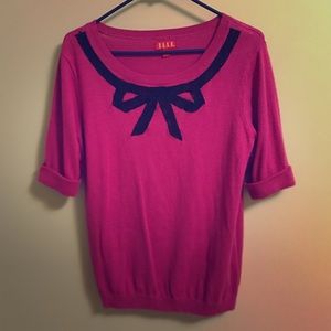 Elle lace bow short sleeve sweater