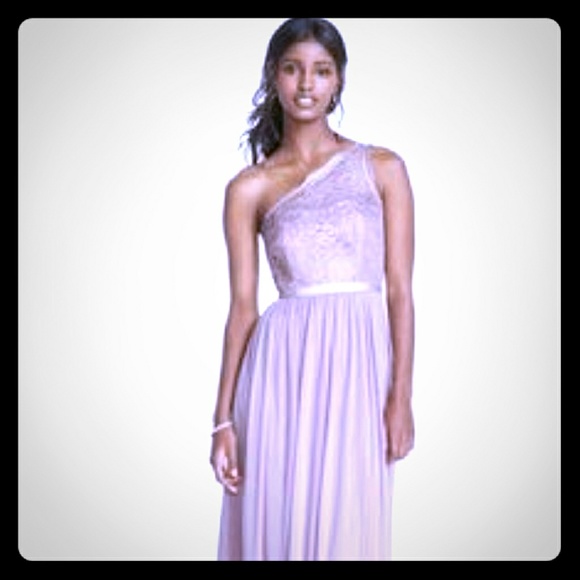 Long one shoulder rose gold metallic Davids Bridal - Picture 1 of 2