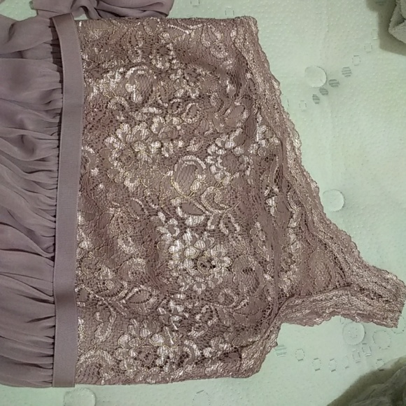 Long one shoulder rose gold metallic Davids Bridal - Picture 2 of 2