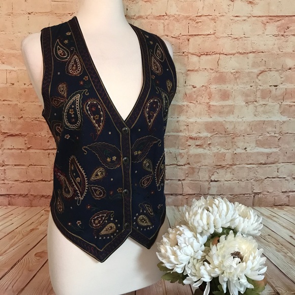 Solutions! Original Jackets & Blazers - Vintage Blue Embroidered Light Denim Vest