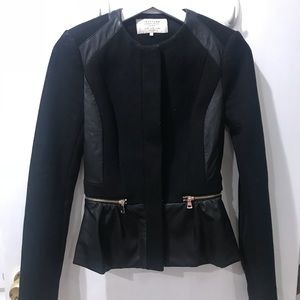 Zara faux leather and wool mix coat