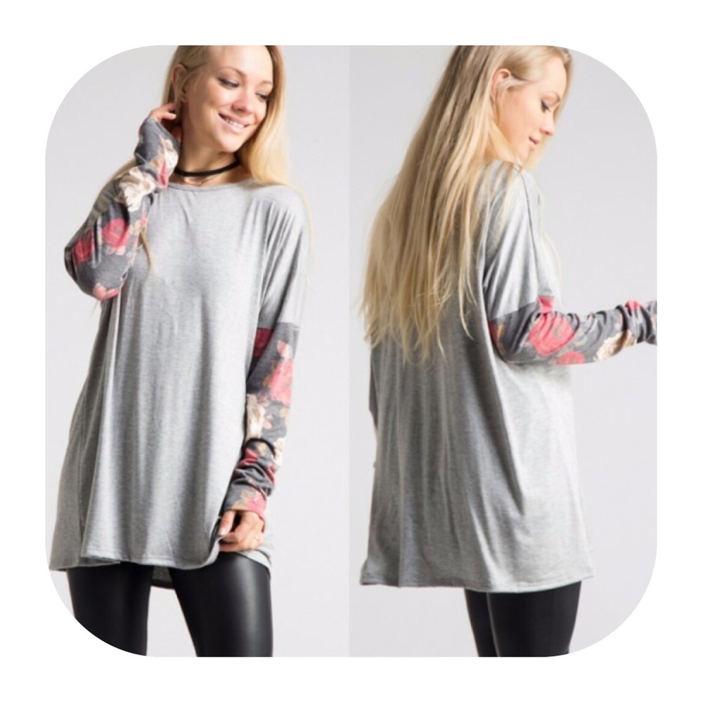 Cozy Soft Floral Sleeve Tunic