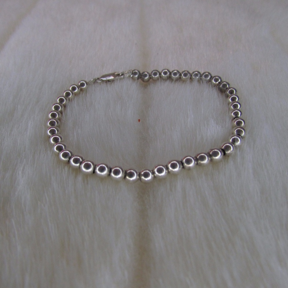 Sterling Silver Bead Bracelet 925