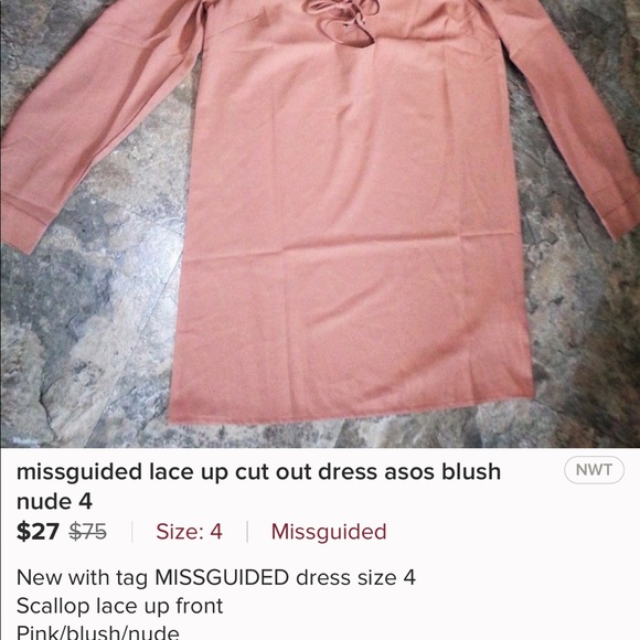 Missguided lace up, v neck dress midi - Picture 3 of 3