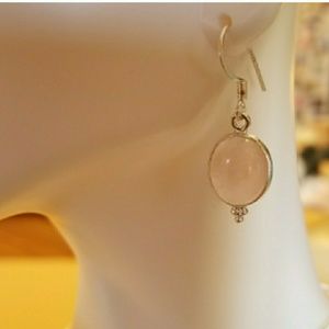 Genuine Pink Rose Quartz Earrings 1.25" Genuine Pink Rose Quartz Earrings 1.25"