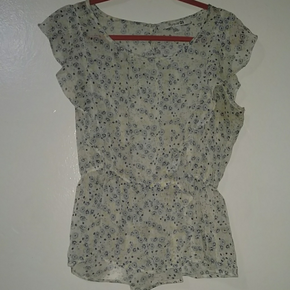 Forever 21 floral sheer blouse