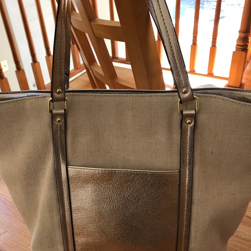 Canvas tote with metallic accents