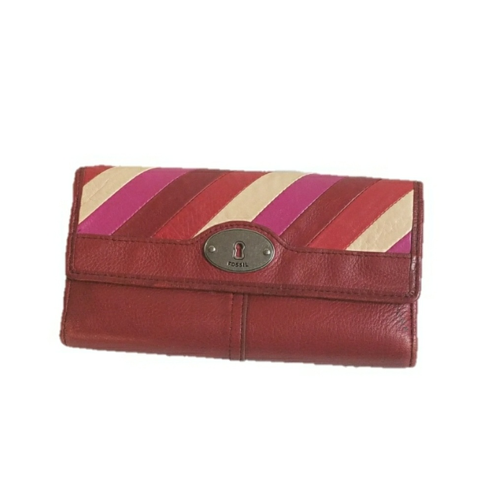 Fossil Diagonal Stripe Keyhole Check Wallet - image 1