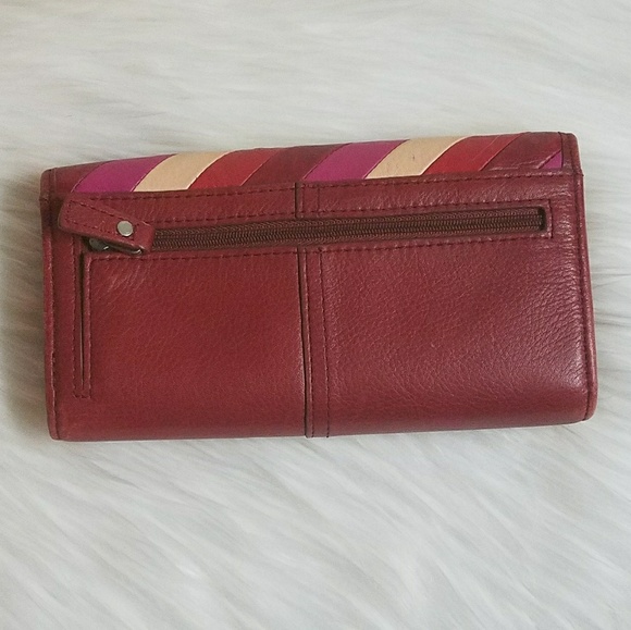 FOSSIL diagonal stripe keyhole check wallet - Picture 5 of 8