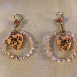 Vintage Betsey Johnson hoop heart locket Earrings Vintage Betsey Johnson hoop heart locket Earrings