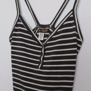 BILLABONG striped cropped tank top black and white